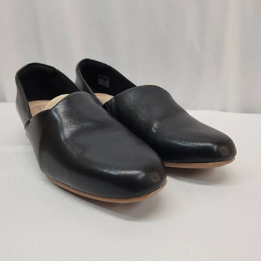 Clarks Size 10 Juliet Palm Black Leather Slip On Wedge Loafer Shoes Ortholite Co